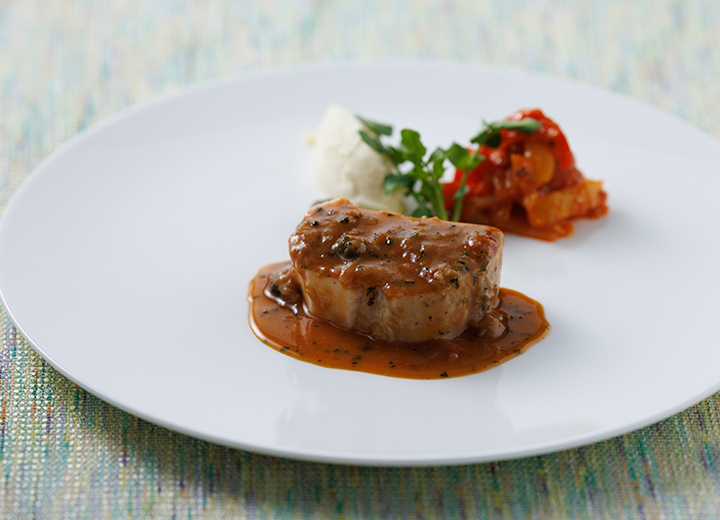 石川県産能登豚ロースと～醤油のシャルキュティエール ピペラードを添えて