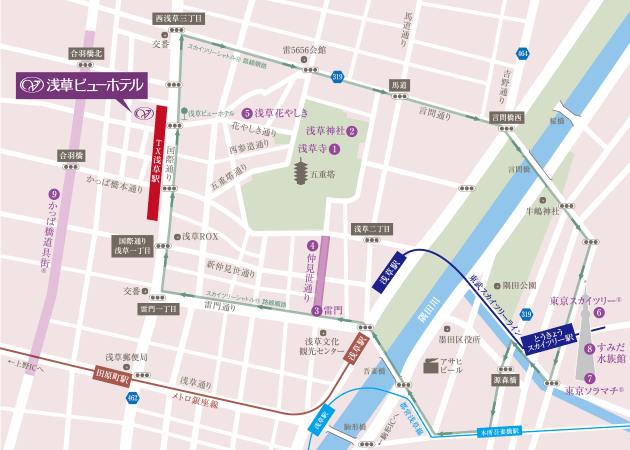 浅草ビューホテル周辺マップ